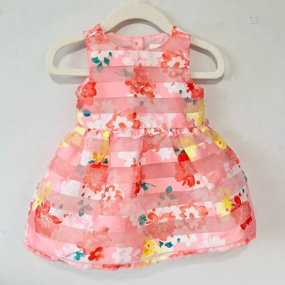 Lavender Infant Pink Floral Dress   Sz 3/6 Months   EUC